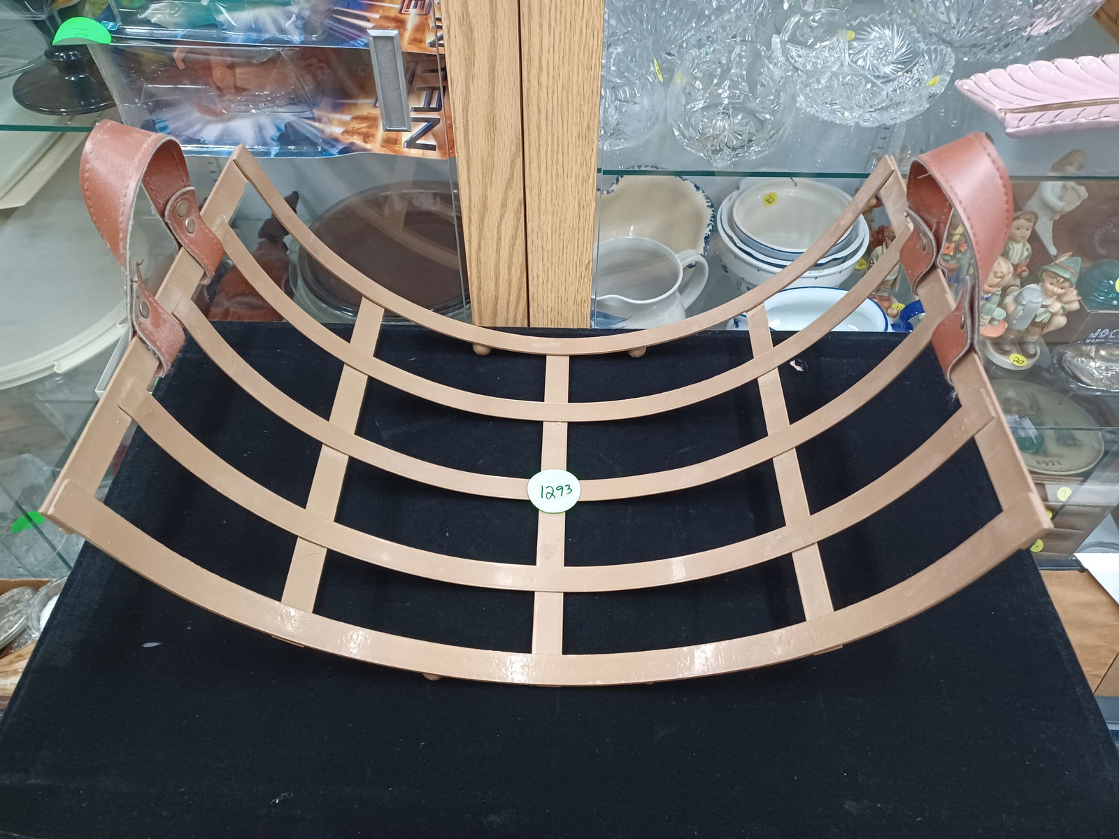 Vintage Metal and Leather Firewood Carrier/ Holder: see photos for details