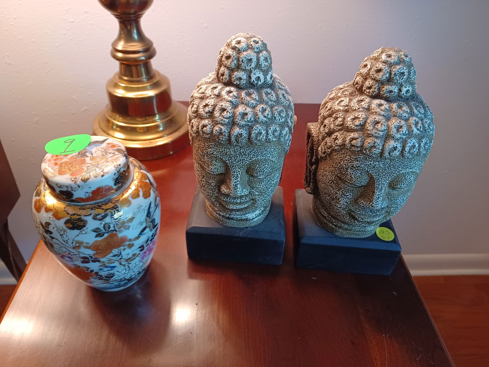 Lot of Asian Porcelain Canister and Budha Bookends: See Photos for details