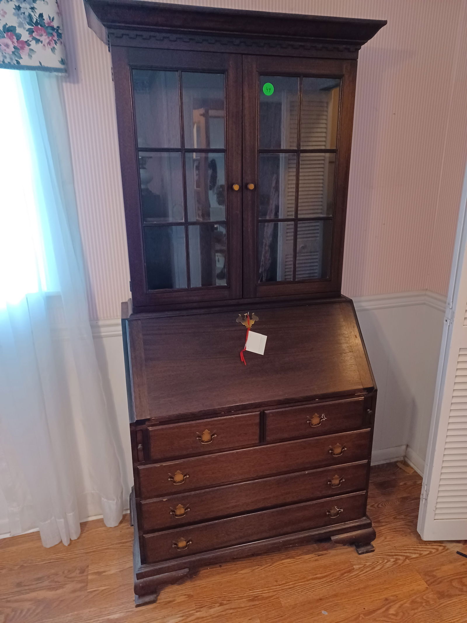 Vintage Mahogany Secretary with key: See Photos for details