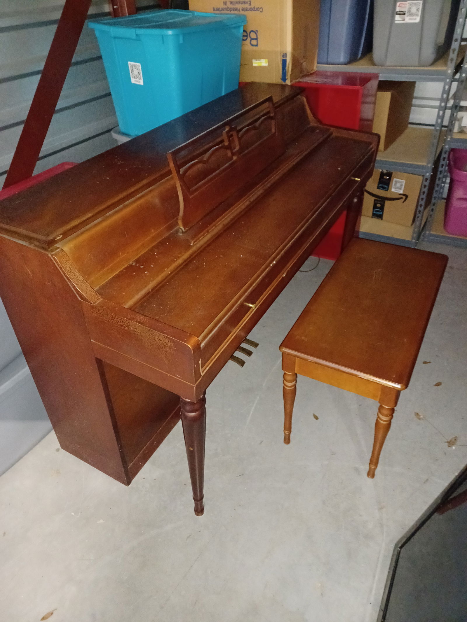 Vintage Walnut Piano and Stool/ Great Shape & Works (1 of 9)