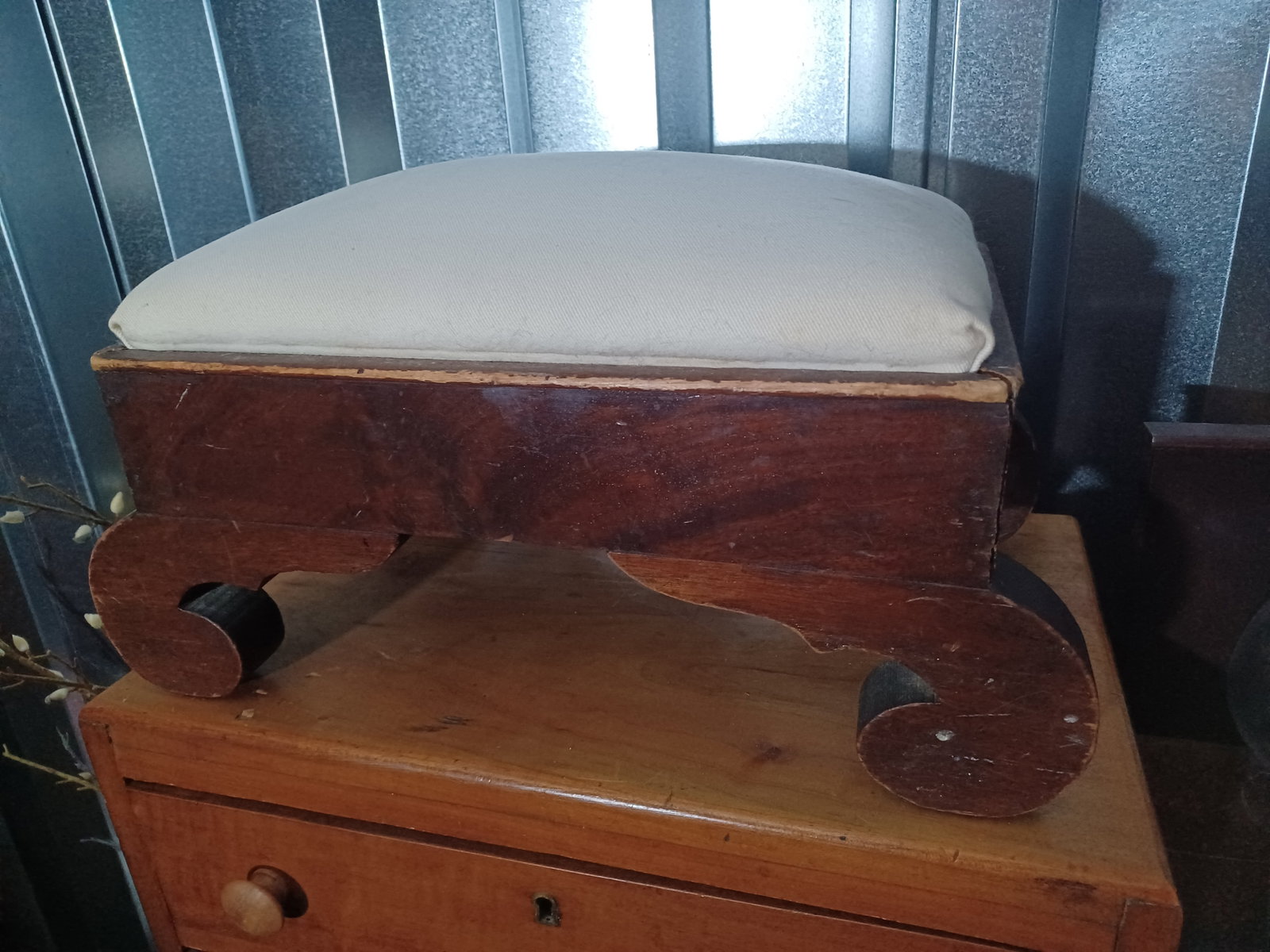 Vintage Walnut Footstool: See Photos for details