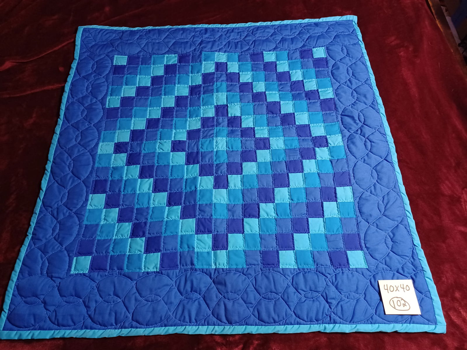 Small Patchwork Quilt Coverlet 40x40 Diamond Pattern (1 of 6)