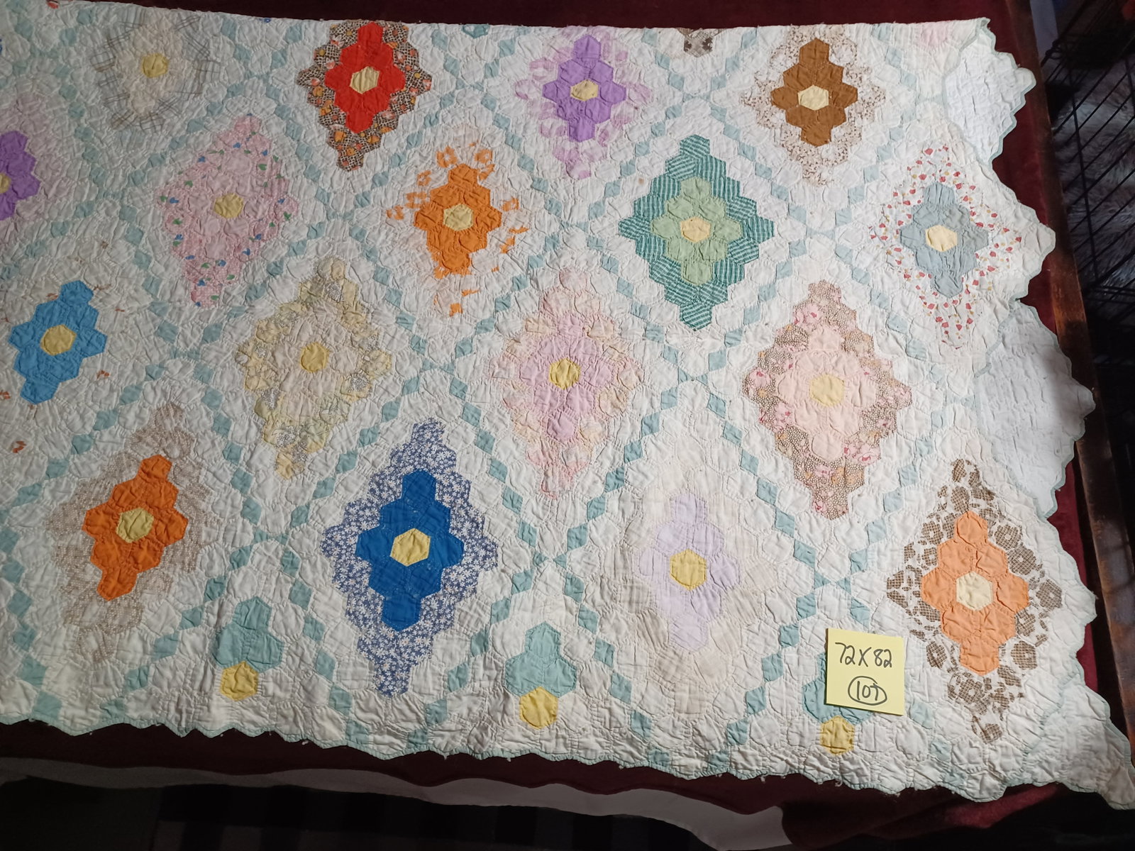 Vintage Patchwork Quilt 72x82: See Photos for details