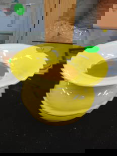 Vintage Yellow Pottery Spitton: See photos for details