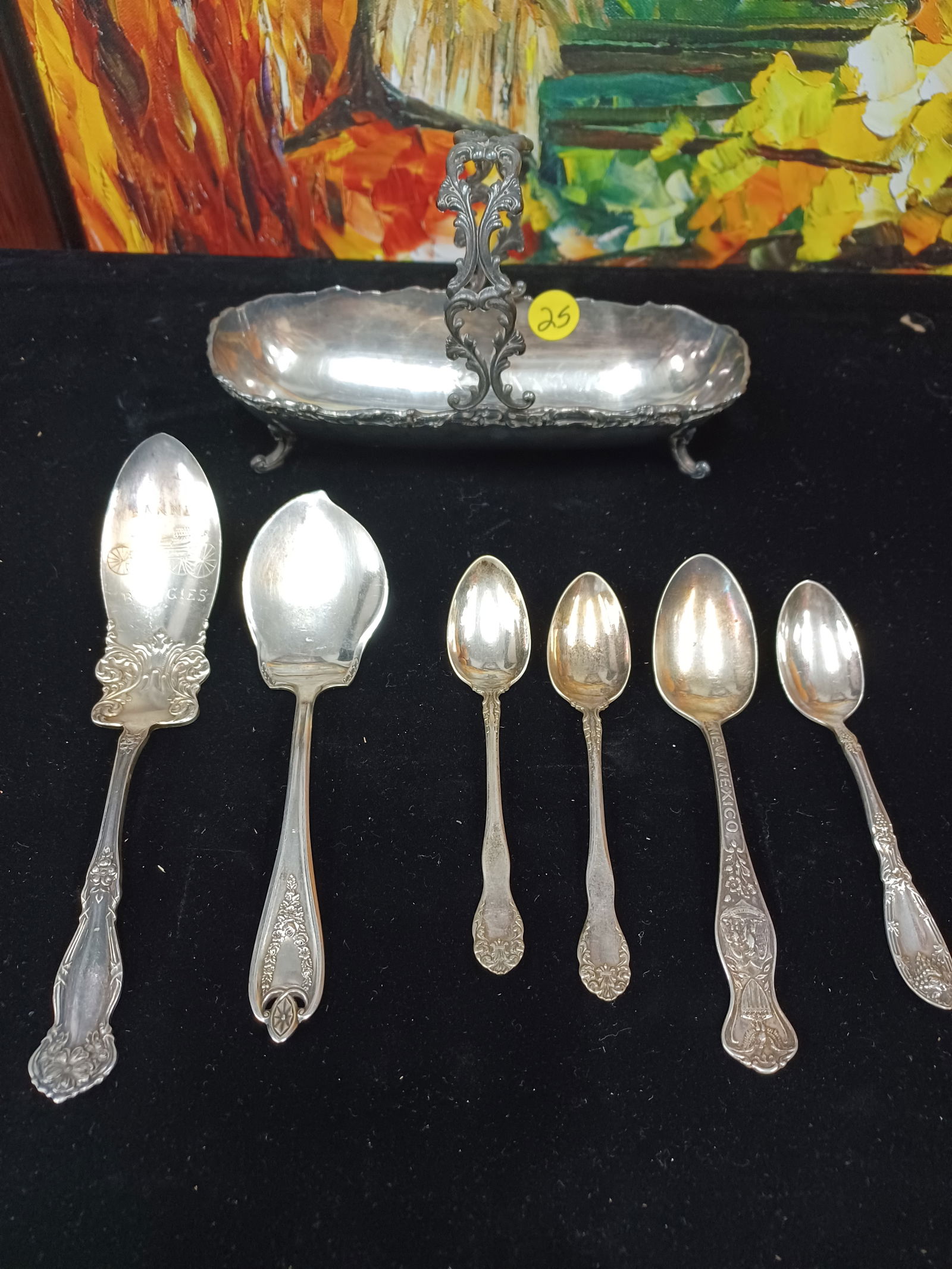 Vintage Silver Plated Basket and assorted Spoons and Serving Pieces (1 of 7)