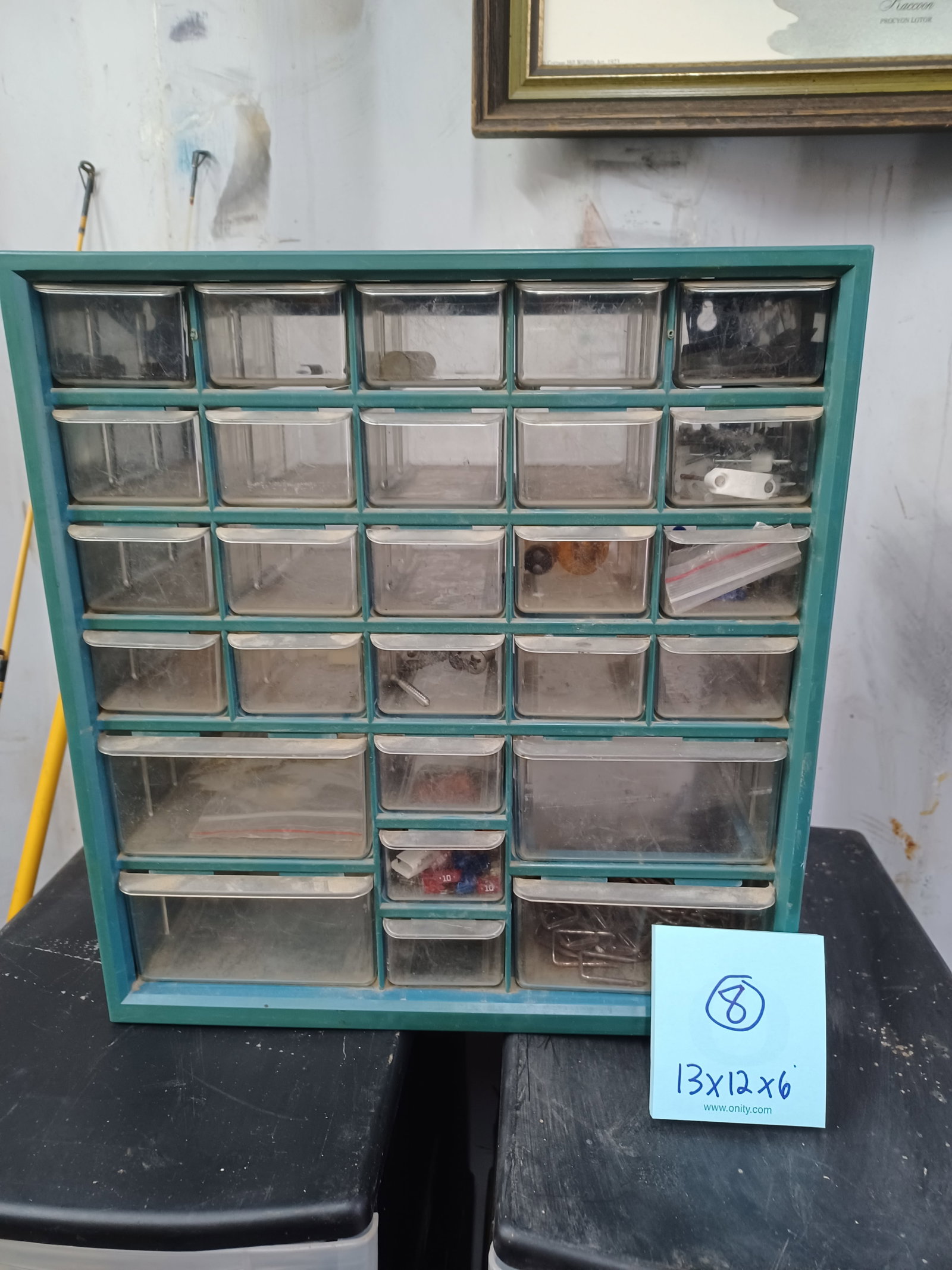 Wall Shop Organizer & Contents: See photos for details