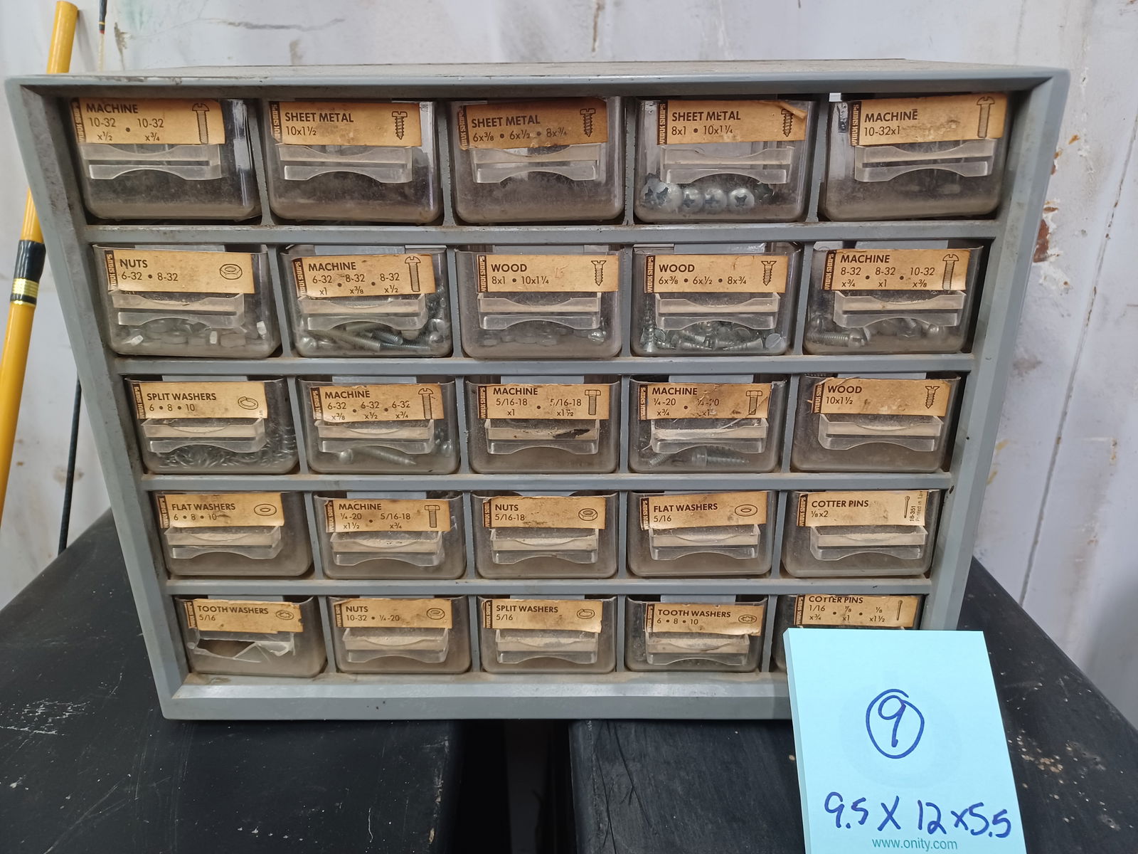 Wall Shop Organizer by Work Shop filled with screws/ see pictures: See photos for details