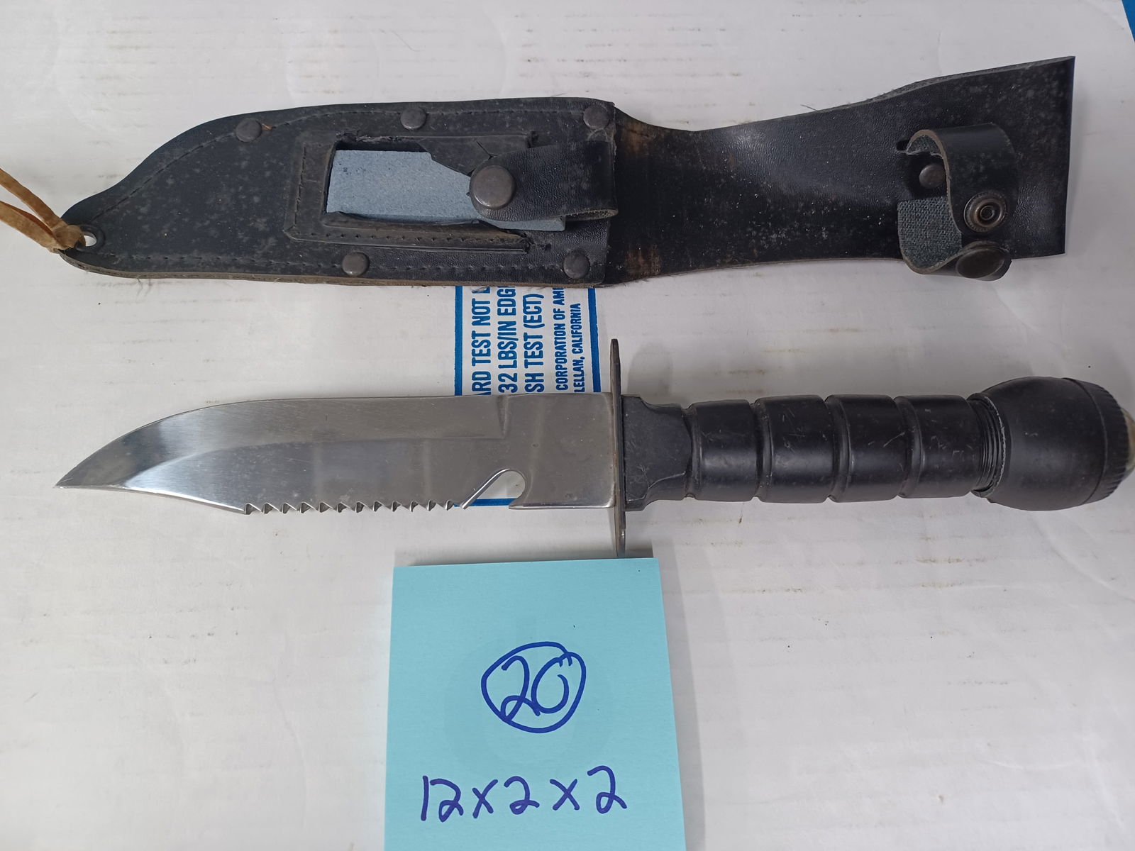 Survival Knife with sheath and sharpening Stone/ case damage (1 of 5)