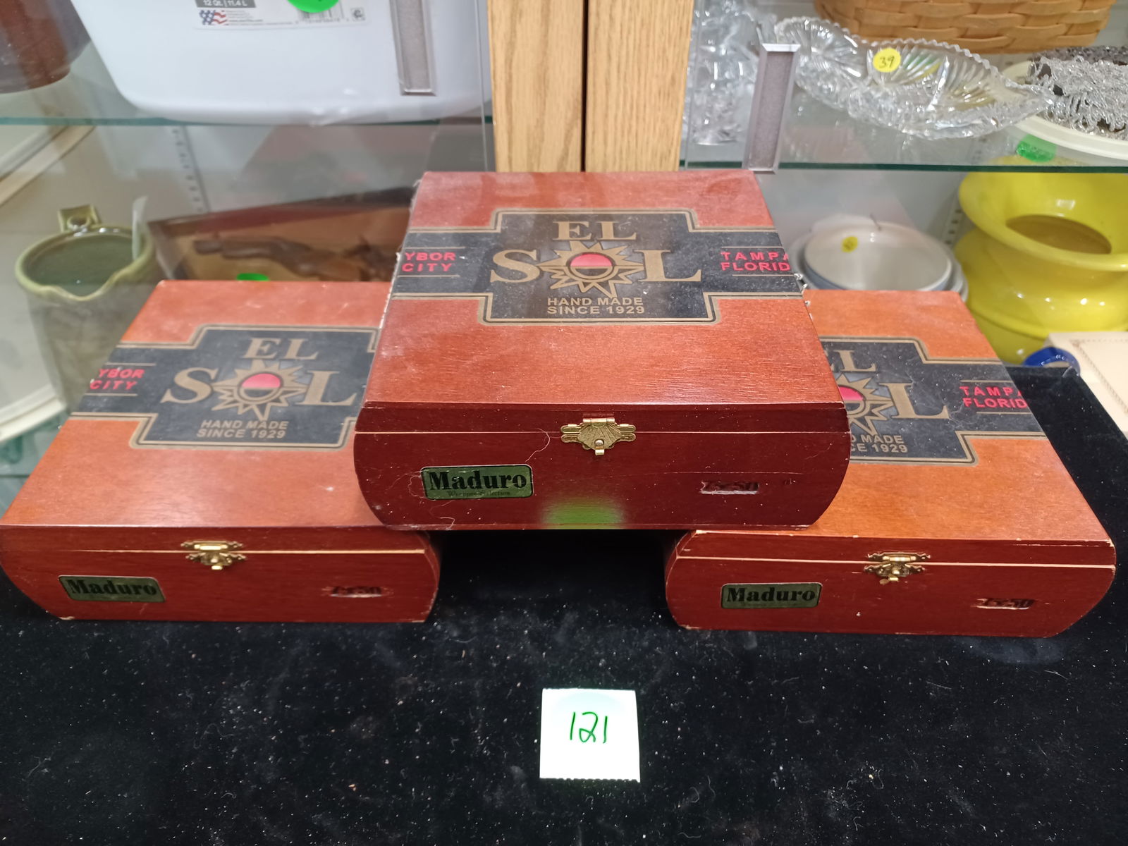 Lot of 3 Wood Cigar Boxes Maduro Ybor City (1 of 3)