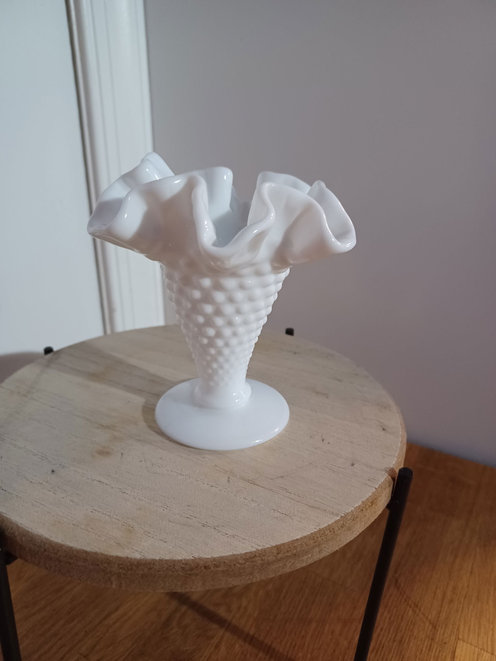 Vintage Fenton Milkglass Hobnail Vase