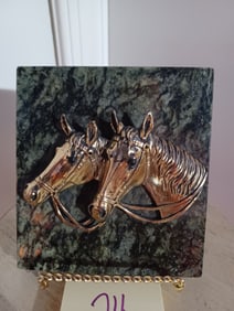 Vintage Marble and Resin Horse Plaque made in Ireland