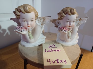 Vintage Pair of Lefton China Cherub Busts