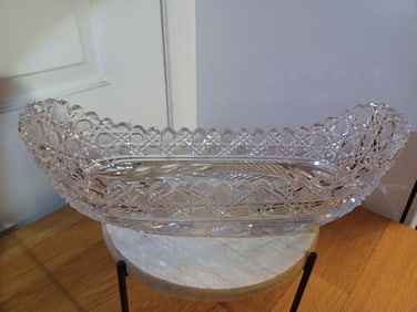 Vintage Cut Crystal Elongated Serving Piece