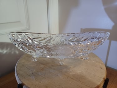 Vintage Elongated Cur Crystal Serving Piece