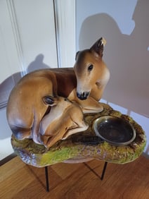 Vintage Chalkware Deer & Fawn / Missing Ears