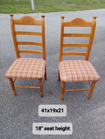 Contemporary Pair of Ladderback Country Side Chairs / 18" seat height