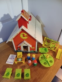 Vintage Fisher Price School House Playset with accessories