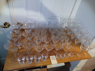 Large 53 piece Beautiful Vintage Cut Crystal Mid Century Modern Barware Set