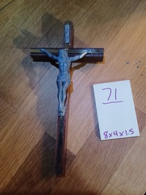 Vintage Brass & Wood Crucifix
