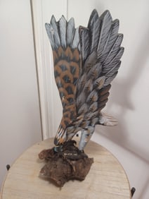 Wood Hawk Statue