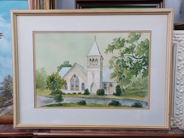 Vintage Watercolor Church by Frances Hatchett