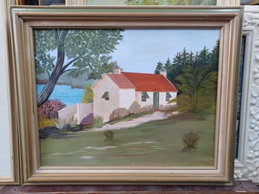 Contemporary Oil Painting South Hampton Cottage by Betsy 1991