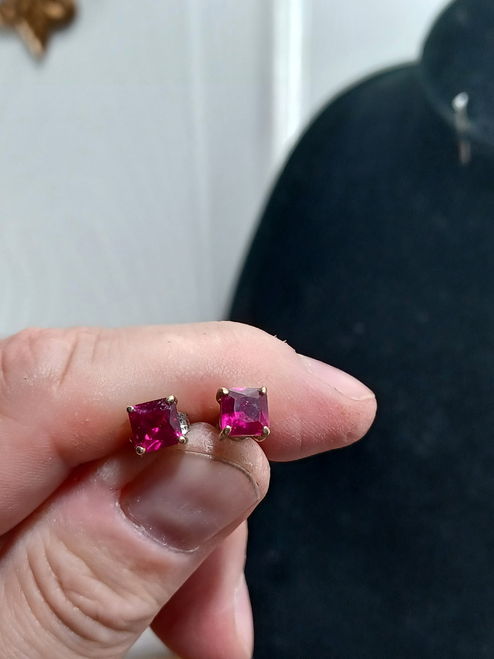 Ruby Rhinestone Sterling Earrings: Ruby Rhinestone Sterling Earrings