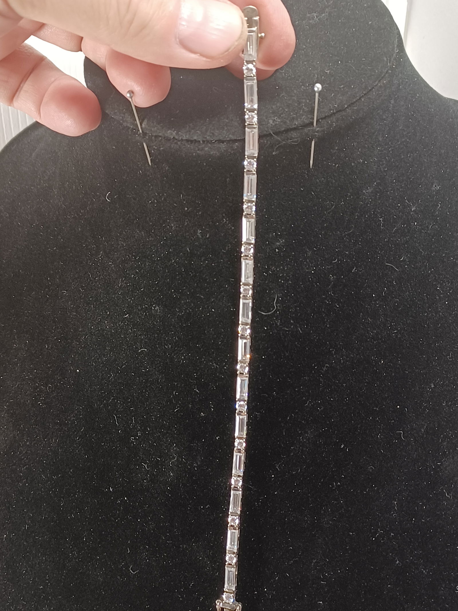 Emerald Cut Rhinestone & Sterling Bracelet (1 of 7)