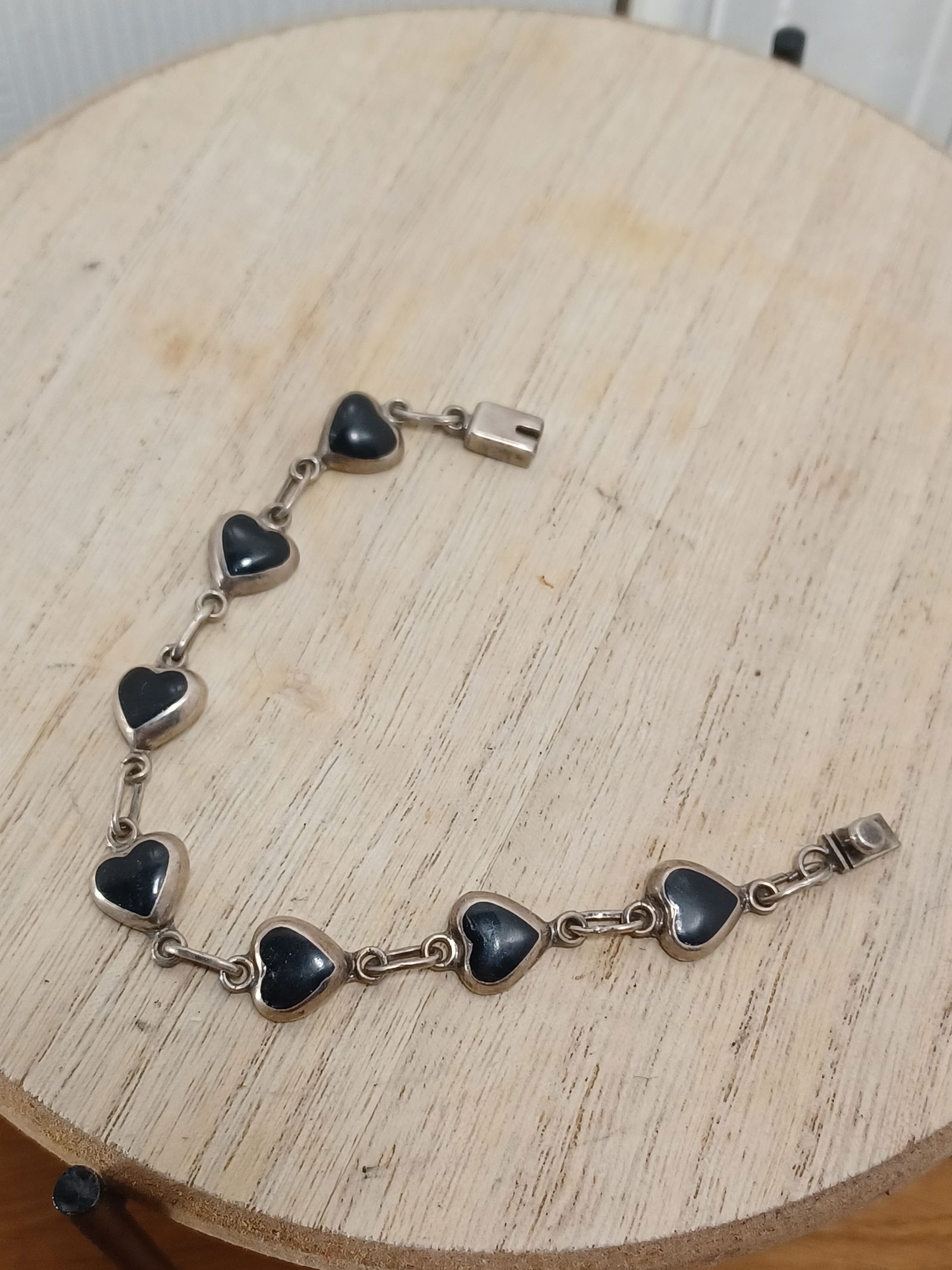 Sterling Black Heart Bracelet (1 of 4)
