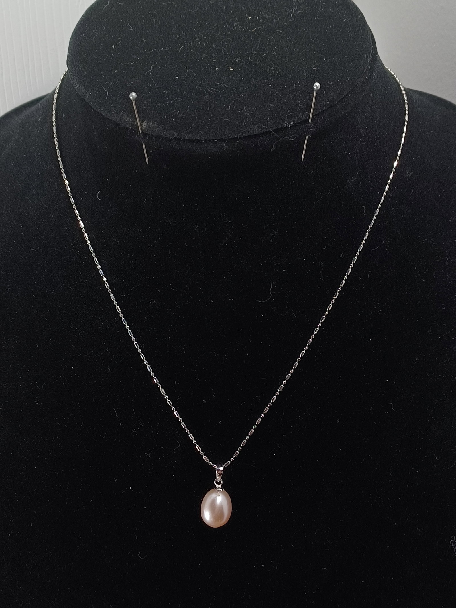 Sterling Pearl Drop Pendant on 18kt plate Chain (1 of 4)
