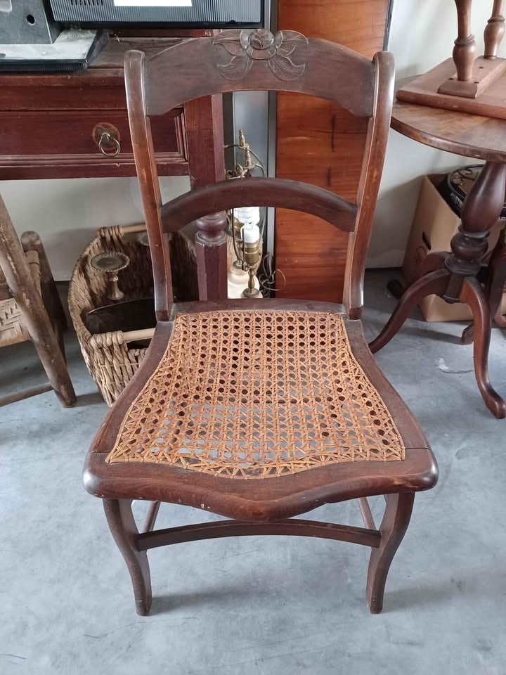 Vintage Rose Back Cane Bottom Chair (1 of 4)