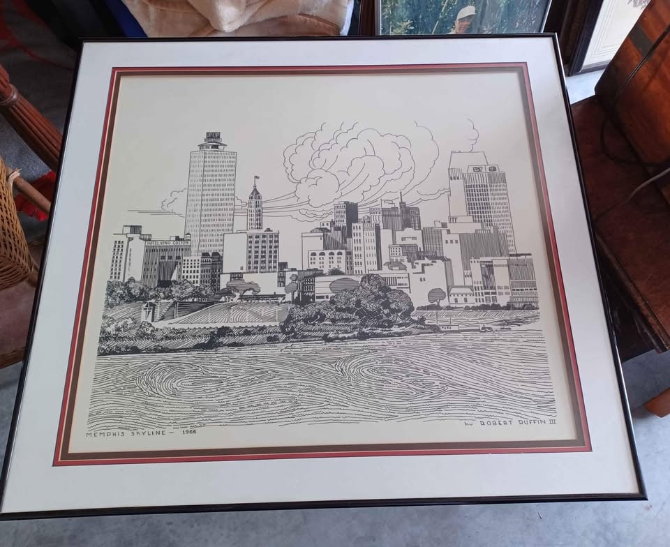 Vintage Framed Print Memphis Skyline 1966 by Robert Rudfin III (1 of 6)