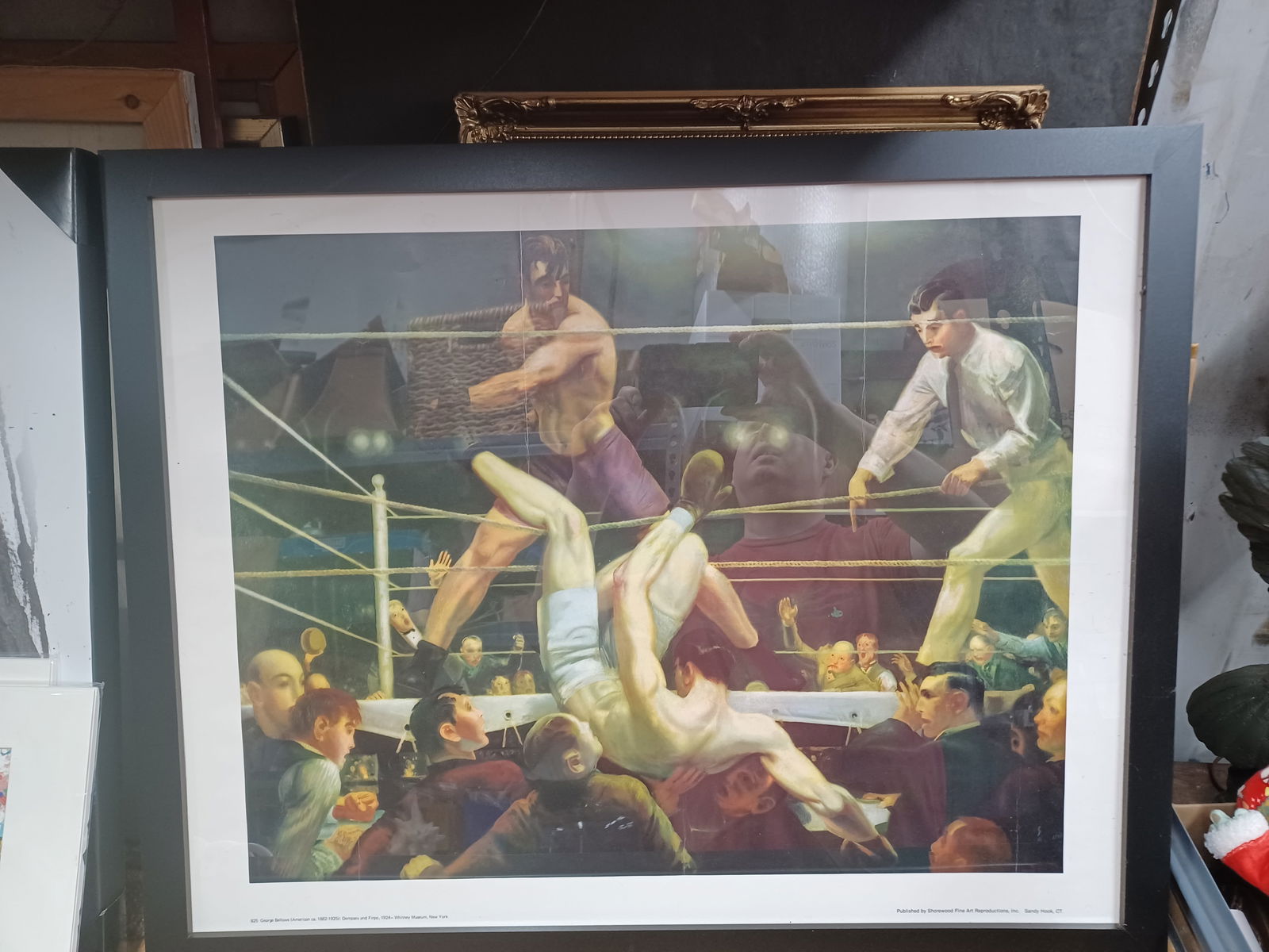Framed Dempsy & Firpo by George Bellows Print: Framed Dempsy & Firpo by George Bellows Print