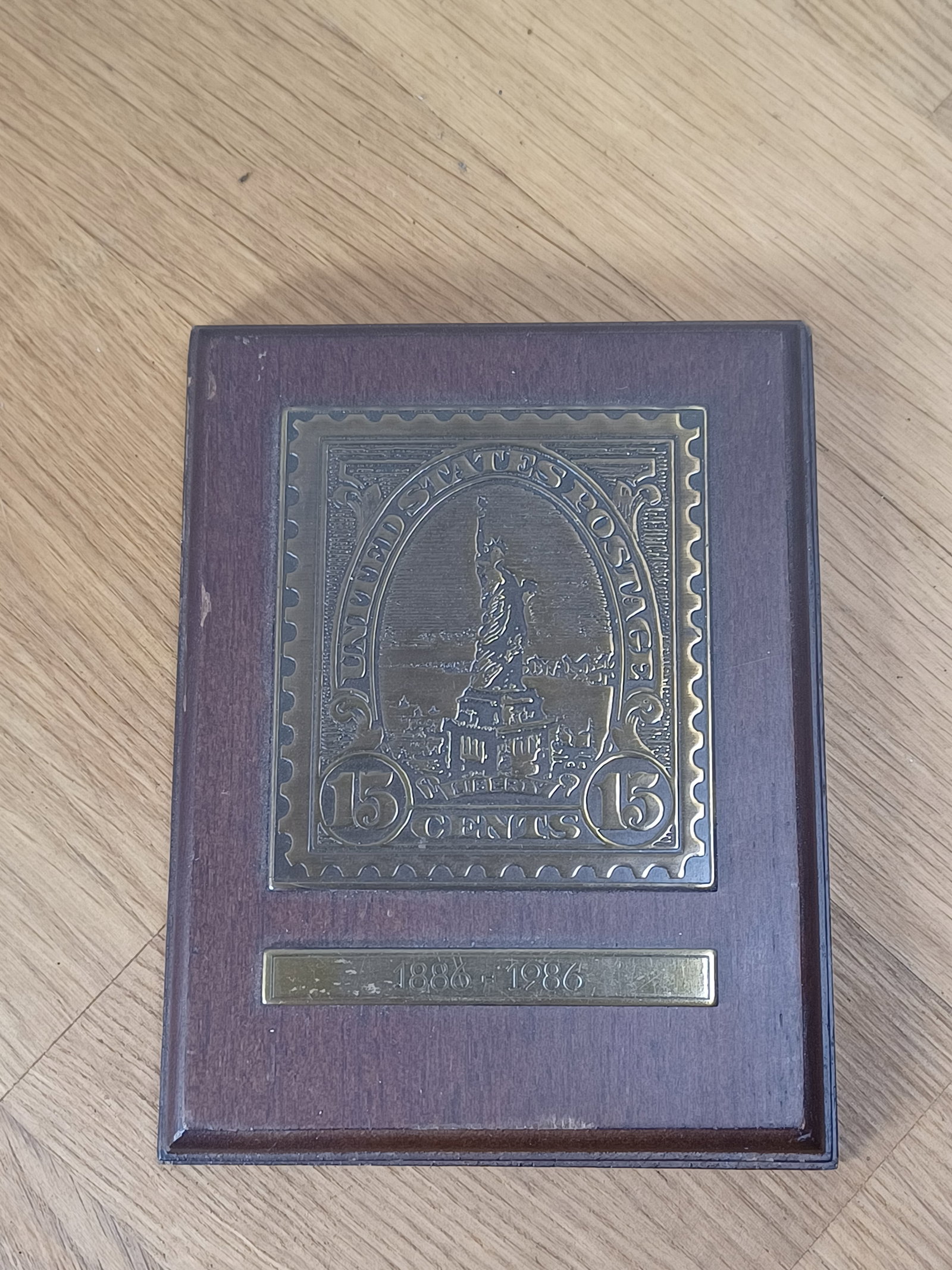 Lady Liberty Stamp Brass Wall Plaque: Lady Liberty Stamp Brass Wall Plaque