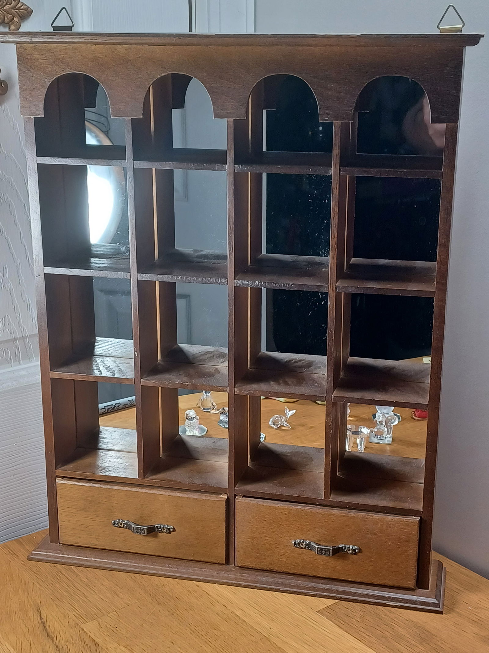 Vintage Mirrored Shadow Box with Drawers: Vintage Mirrored Shadow Box with Drawers