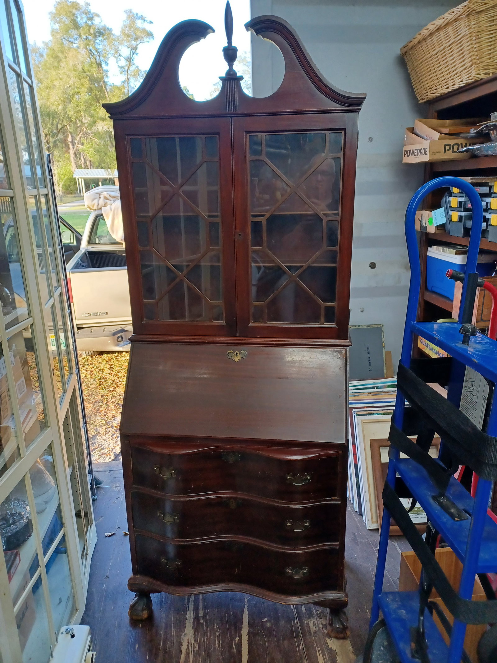 Vintage Mahogany Claw Footed Secretary: Vintage Mahogany Claw Footed Secretary
