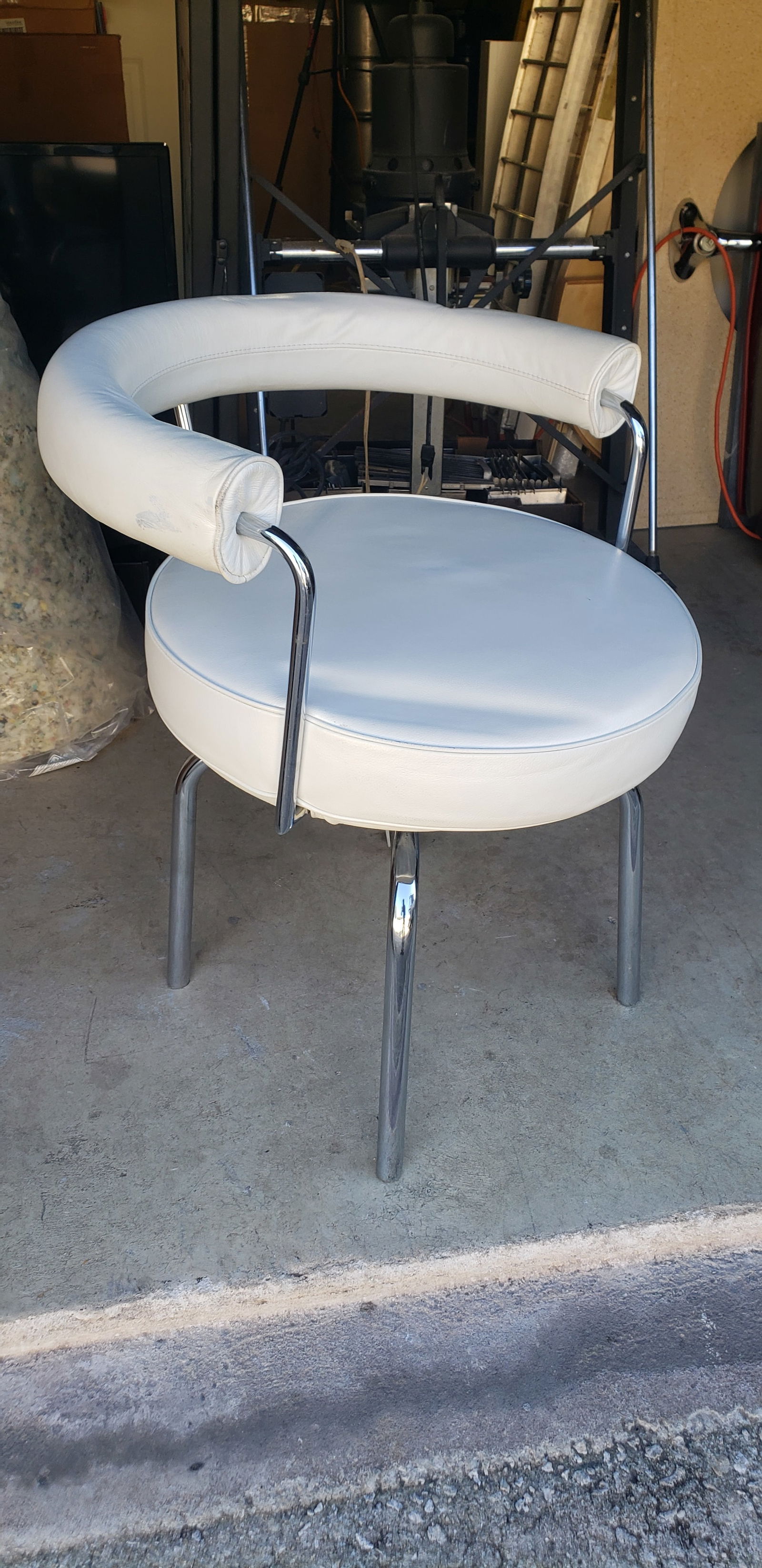 white & chrome swivel stool (1 of 2)