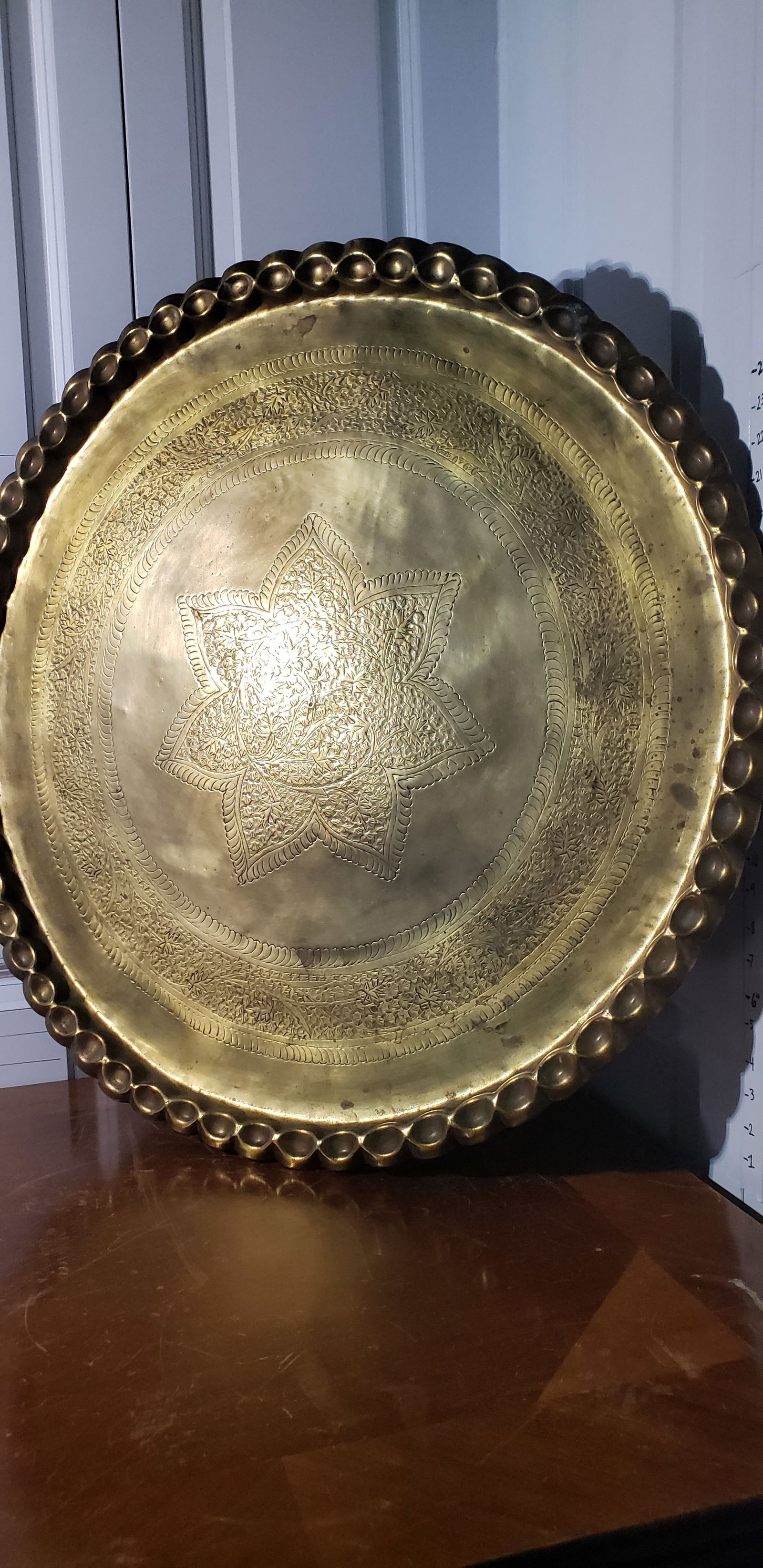 scalloped brass tabletop tea tray (1 of 5)