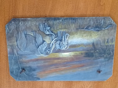 Elephant Print on Slate Slab