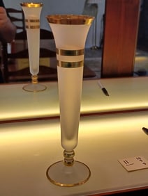 Vintage Art Deco Gold Trimmed Frosted Glass vase