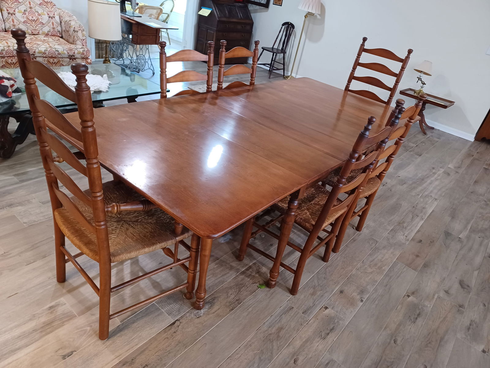 Vintage Adjustable Gate Leg Drop Leaf Table w/ 6 Chairs (1 of 9)