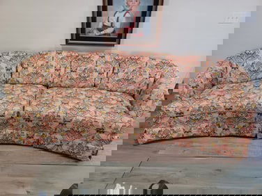 Long Mid Century Curved Sofa