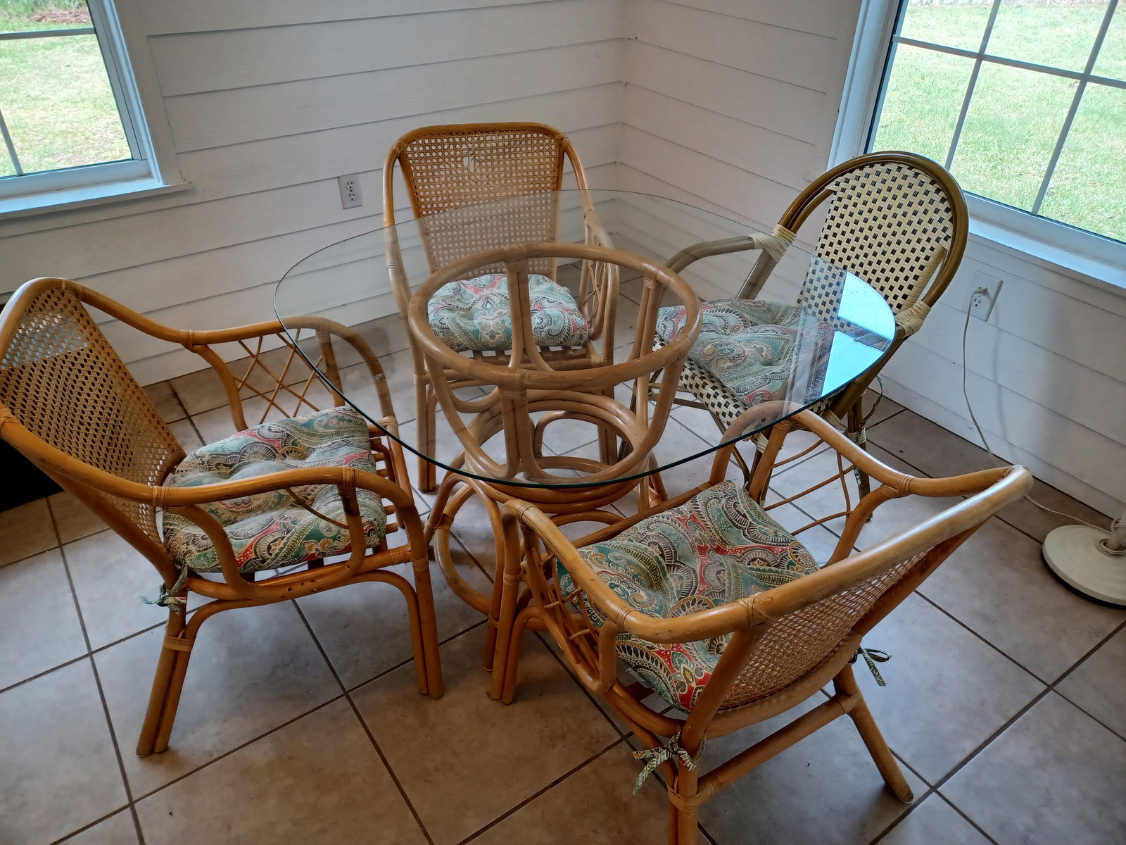 Vintage Rattan Dining Table & Chairs (1 of 6)