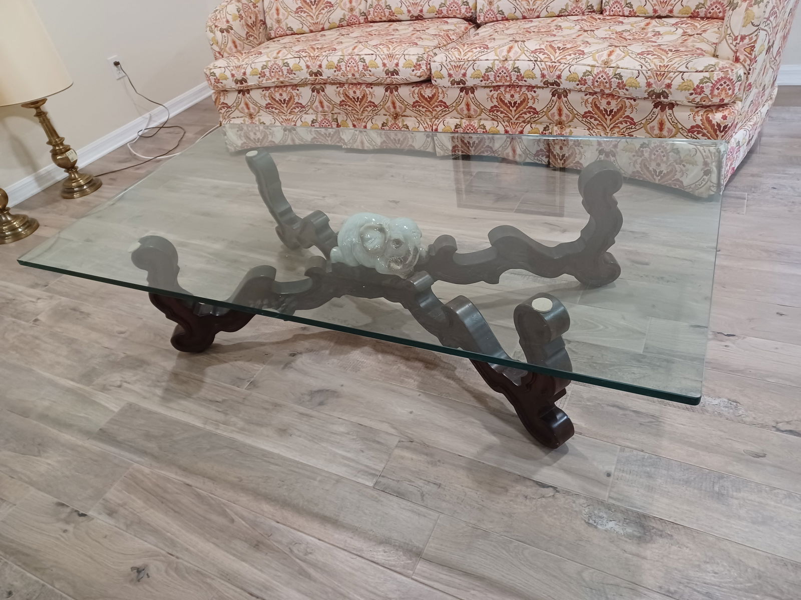 Large Asian Style Glass Top Coffee table/ Elephant Figure Included (1 of 13)
