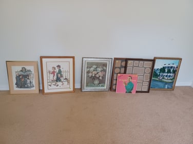 Artwork Lot, prints, oil on canvas, frames,