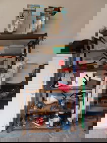 Metal Shelf & Contents