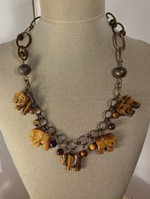 Coldwater Creek Necklace with Onyx Elephants