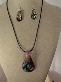 Art Glass Necklace & Earrings