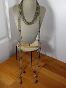 Unique Long Art Glass Beaded Necklace