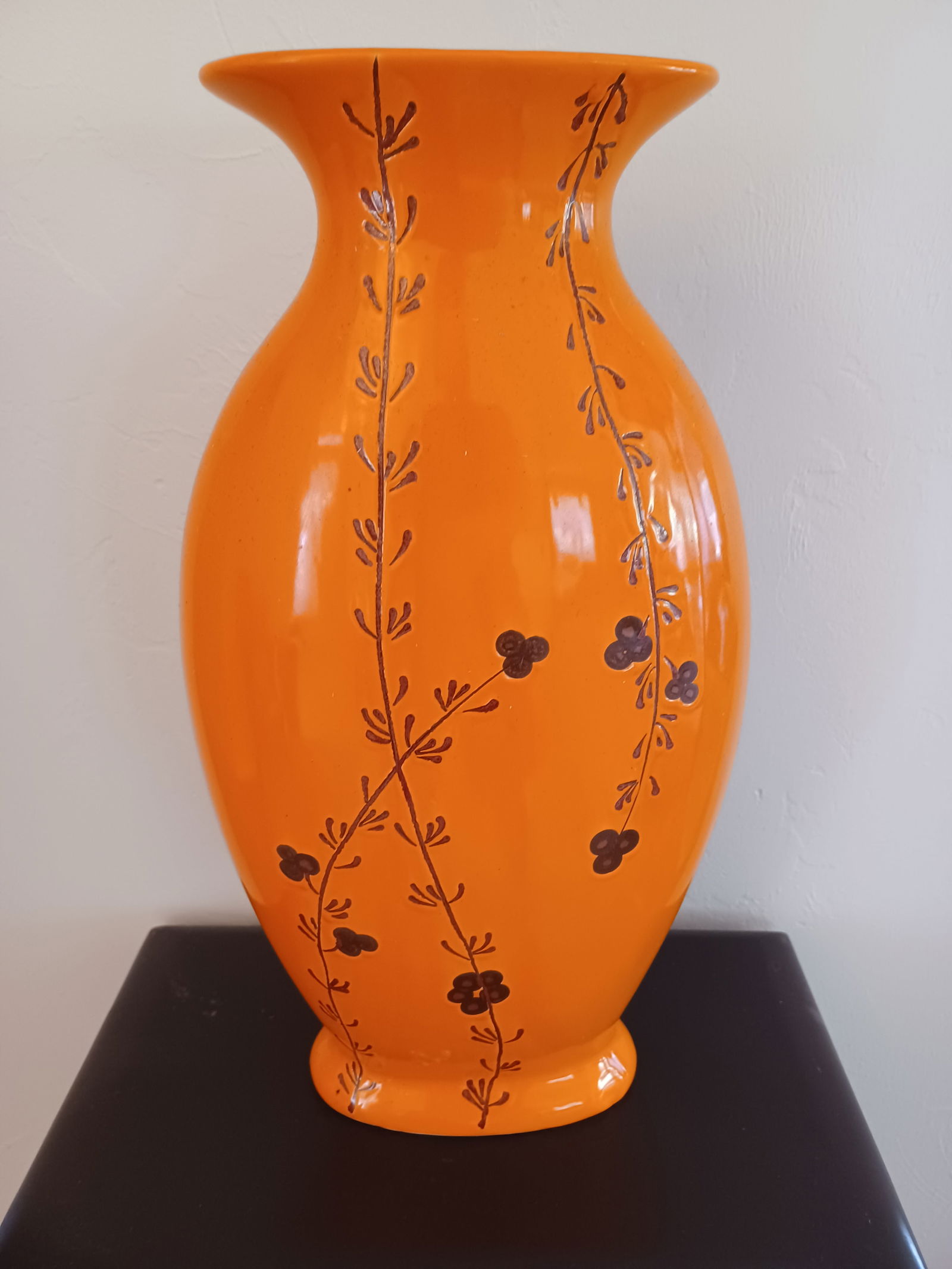 Large Beautiful Orange Asian Style Vase (1 of 6)